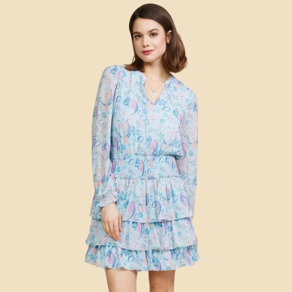 Skies Are Blue Pastel Floral Smocked Dress - NWT - Size Small